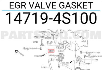 Nissan 147194S100 EGR VALVE GASKET