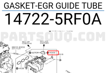 Nissan 147225RF0A GASKET-EGR GUIDE TUBE