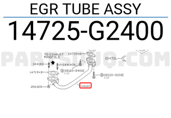Nissan 14725G2400 EGR TUBE ASSY