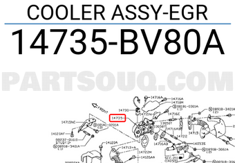 Nissan 14735BV80A COOLER ASSY-EGR
