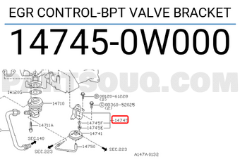 Nissan 147450W000 EGR CONTROL-BPT VALVE BRACKET