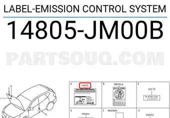 Nissan 14805JM00B LABEL-EMISSION CONTROL SYSTEM