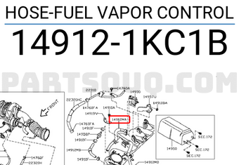 Nissan 149121KC1B HOSE-FUEL VAPOR CONTROL