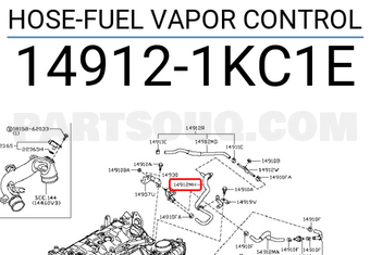 Nissan 149121KC1E HOSE-FUEL VAPOR CONTROL