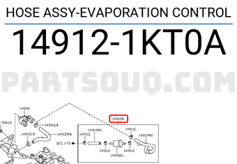 Nissan 149121KT0A HOSE ASSY-EVAPORATION CONTROL