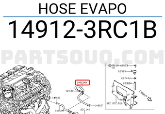 Nissan 149123RC1B HOSE EVAPO