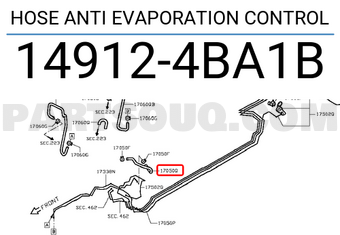 Nissan 149124BA1B HOSE ANTI EVAPORATION CONTROL
