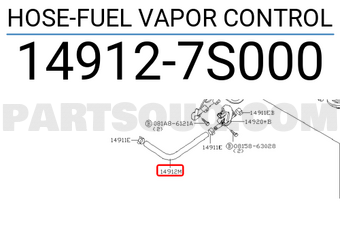 Nissan 149127S000 HOSE-FUEL VAPOR CONTROL