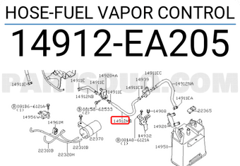 Nissan 14912EA205 HOSE-FUEL VAPOR CONTROL