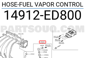 Nissan 14912ED800 HOSE-FUEL VAPOR CONTROL