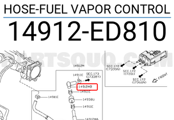 Nissan 14912ED810 HOSE-FUEL VAPOR CONTROL