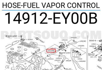 Nissan 14912EY00B HOSE-FUEL VAPOR CONTROL