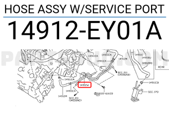 Nissan 14912EY01A HOSE ASSY W/SERVICE PORT