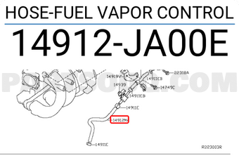Nissan 14912JA00E HOSE-FUEL VAPOR CONTROL