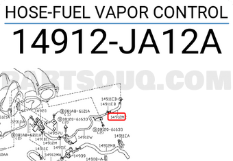 Nissan 14912JA12A HOSE-FUEL VAPOR CONTROL