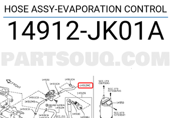 Nissan 14912JK01A HOSE ASSY-EVAPORATION CONTROL