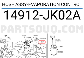 Nissan 14912JK02A HOSE ASSY-EVAPORATION CONTROL
