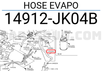 Nissan 14912JK04B HOSE EVAPO