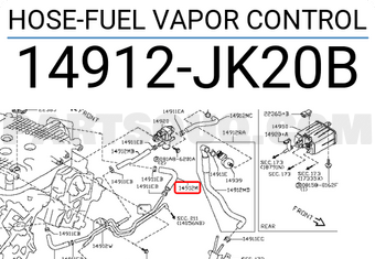 Nissan 14912JK20B HOSE-FUEL VAPOR CONTROL