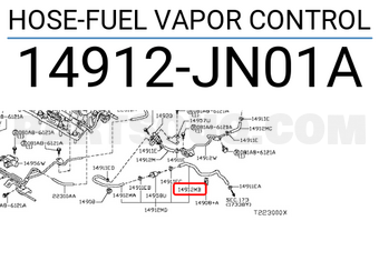 Nissan 14912JN01A HOSE-FUEL VAPOR CONTROL