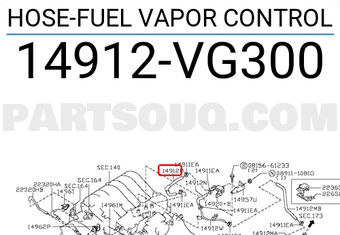 Nissan 14912VG300 HOSE-FUEL VAPOR CONTROL