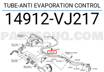 Nissan 14912VJ217 TUBE-ANTI EVAPORATION CONTROL