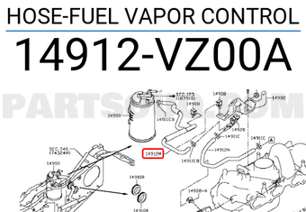 Nissan 14912VZ00A HOSE-FUEL VAPOR CONTROL