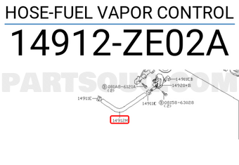 Nissan 14912ZE02A HOSE-FUEL VAPOR CONTROL