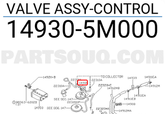 Nissan 149305M000 VALVE ASSY-CONTROL