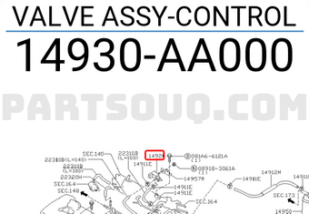 Nissan 14930AA000 VALVE ASSY-CONTROL