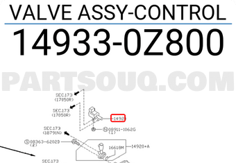 Nissan 149330Z800 VALVE ASSY-CONTROL