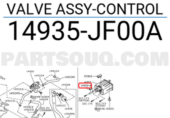 Nissan 14935JF00A VALVE ASSY-CONTROL