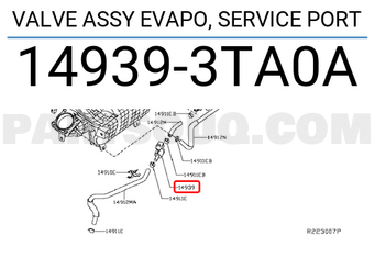 Nissan 149393TA0A VALVE ASSY EVAPO, SERVICE PORT