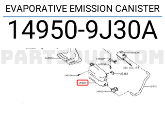 Nissan 149509J30A EVAPORATIVE EMISSION CANISTER