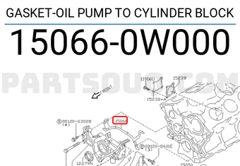 Nissan 150660W000 GASKET-OIL PUMP TO CYLINDER BLOCK