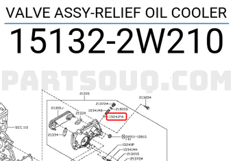 Nissan 151322W210 VALVE ASSY-RELIEF OIL COOLER