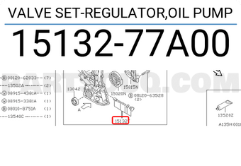 Nissan 1513277A00 VALVE SET-REGULATOR,OIL PUMP