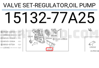 Nissan 1513277A25 VALVE SET-REGULATOR,OIL PUMP