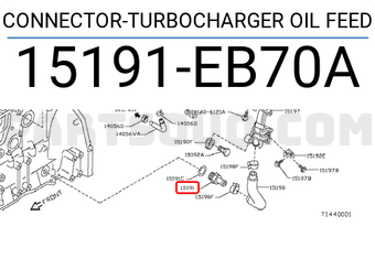 Nissan 15191EB70A CONNECTOR-TURBOCHARGER OIL FEED