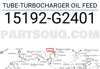 Nissan 15192G2401 TUBE-TURBOCHARGER OIL FEED