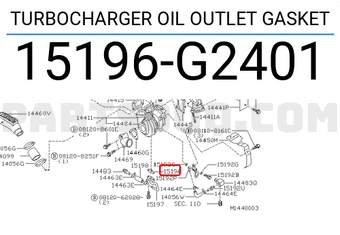 Nissan 15196G2401 TURBOCHARGER OIL OUTLET GASKET
