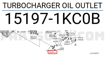 Nissan 151971KC0B TURBOCHARGER OIL OUTLET