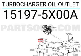 Nissan 151975X00A TURBOCHARGER OIL OUTLET
