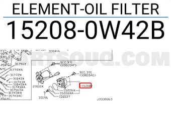 Nissan 152080W42B ELEMENT-OIL FILTER