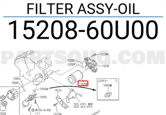 Nissan 1520860U00 FILTER ASSY-OIL