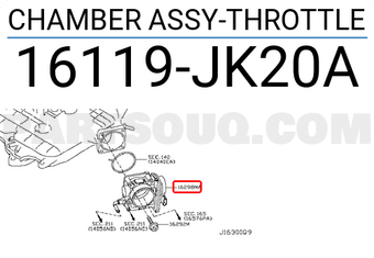 Nissan 16119JK20A CHAMBER ASSY-THROTTLE