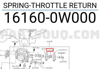 Nissan 161600W000 SPRING-THROTTLE RETURN