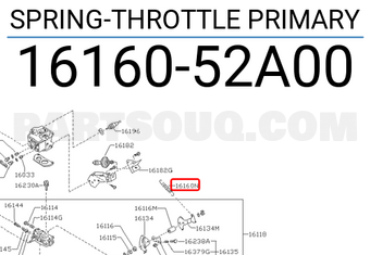 Nissan 1616052A00 SPRING-THROTTLE PRIMARY