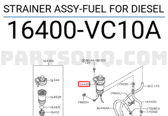 Nissan 16400VC10A STRAINER ASSY-FUEL FOR DIESEL