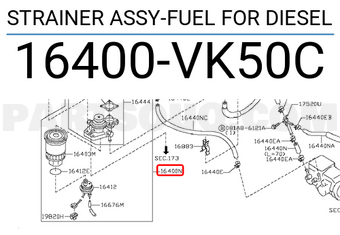 Nissan 16400VK50C STRAINER ASSY-FUEL FOR DIESEL